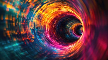 Obraz premium A vibrant swirl of colors creating a mesmerizing vortex, perfect for illustrating motion and energy in a digital space.