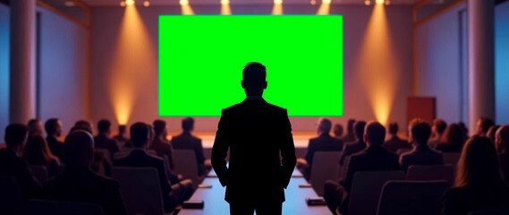 Professional Communication and Leadership Concept Illustrated in High-Quality Conference Image, Captivating Speaker Engaging Audience in Modern Conference Venue, Inspiring Business Conference ted-talk