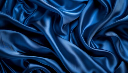 Fototapeta premium Midnight Elegance: Luxurious Blue Silk Satin Background for Festive Designs