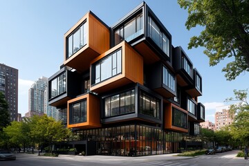 Obraz premium New building, urban infill, maximizing space optimizes underused plots of land in densely populated areas