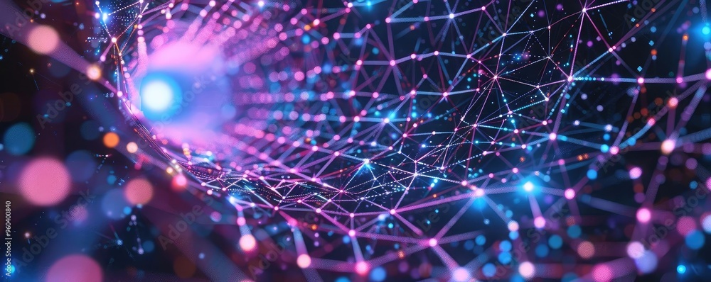 Poster A captivating visualization of digital connections featuring vibrant colors and intricate patterns in a modern abstract design.