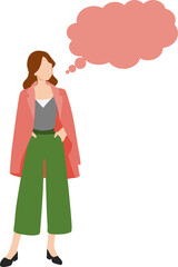 考え事をする女性のイラスト