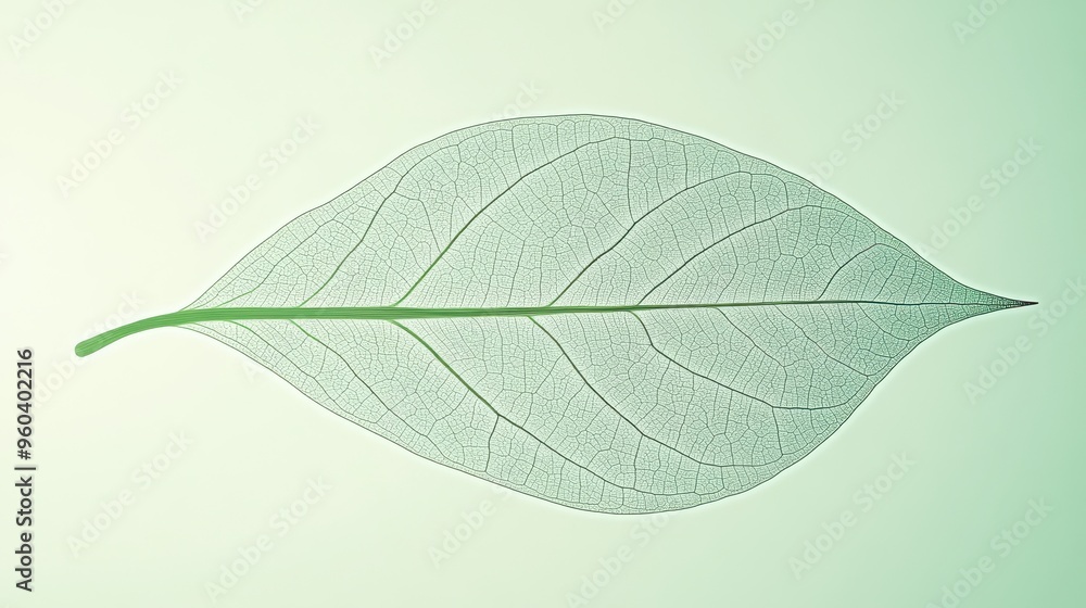 Aufkleber detailed macro shot of a single leaf with visible transparent veins, showcasing intricate natural pa