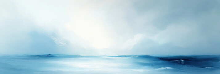 Fototapeta premium Tranquil ocean scene with soft clouds and gentle waves in serene blue hues