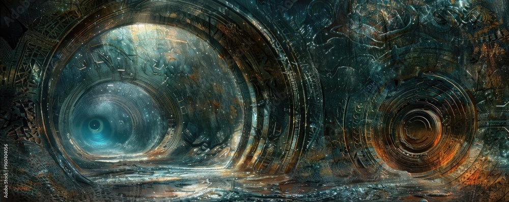Aufkleber A mesmerizing abstract scene of swirling patterns and ethereal colors, evoking a sense of depth and mystery.