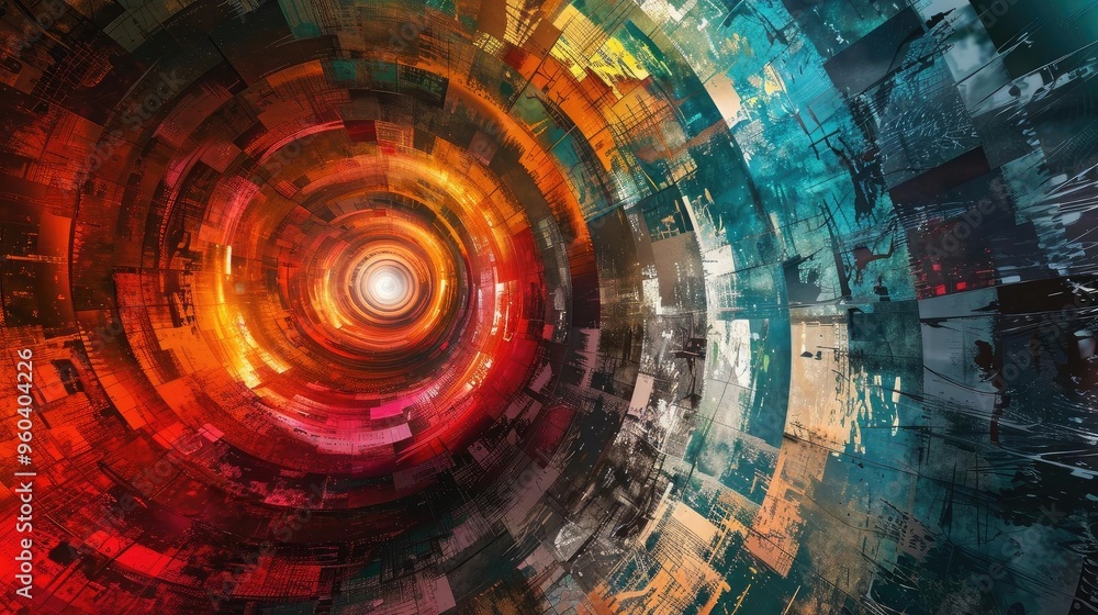 Poster abstract swirl of vibrant colors creating a mesmerizing visual effect, perfect for digital art or mo