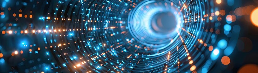 Obraz premium A vibrant abstract image showcasing lights and patterns, representing technology and digital innovation in a captivating way.