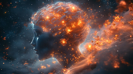 Stellar Mind Vision of Creativity and Cosmos Uniting Cosmic Voyage Concept of Self Care and Mental Health