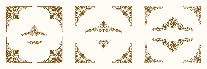 set decorative corner square border frame border line greeting card invitation card product label