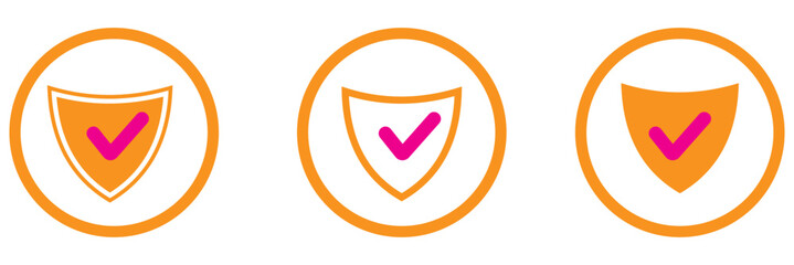 Shield with check mark icon set