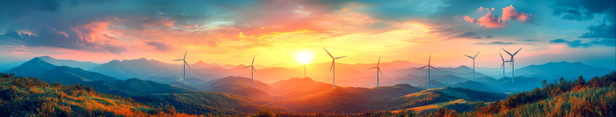 Obraz premium Eco-Friendly Wintry Wind Farm Landscape with Turbines Generating Clean Energy on Dramatic Sky, Renewable Energy Industries Concept