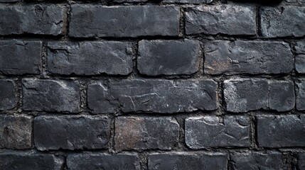Obraz premium Dark gray industrial brick wall texture with rough surface and detailed shadows in modern setting