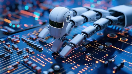 AI technology integrating with data analytics software for predictive analysis. 