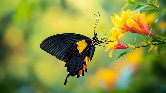 a butterfly named Troides helena,beautiful,flying, --ar 16:9 --style raw --v 6.1 Job ID: 171c59fc-50c8-41e4-a9b7-e22f61c4567b