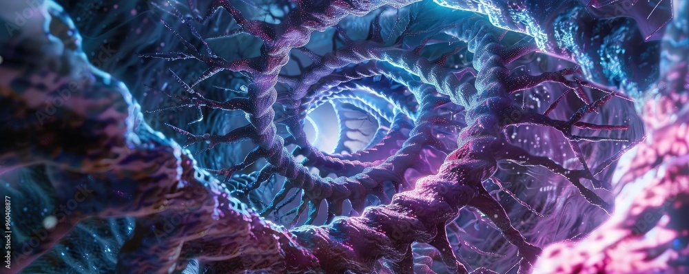 Aufkleber Abstract spiral structure with vibrant colors, representing depth and complexity in a captivating digital art design.