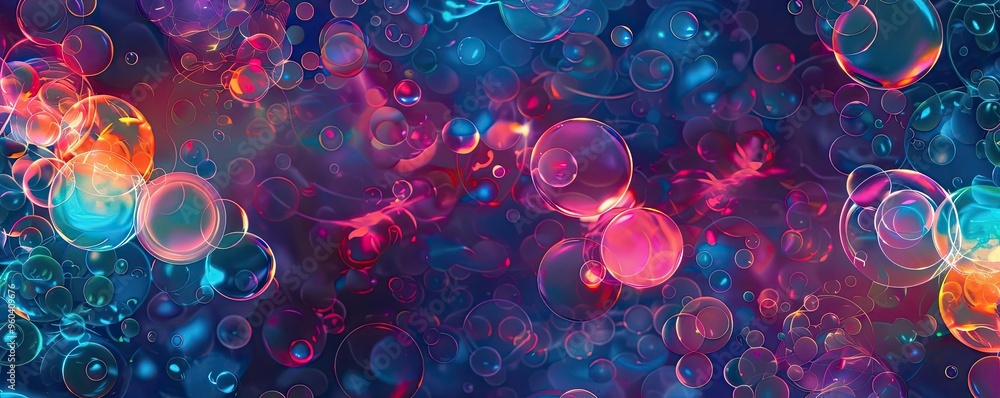 Poster a vibrant abstract background filled with colorful bubbles and smooth gradients, perfect for creativ