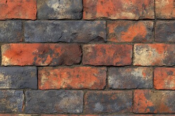 Obraz premium Highly detailed red brick wall texture with rough surface and natural lighting