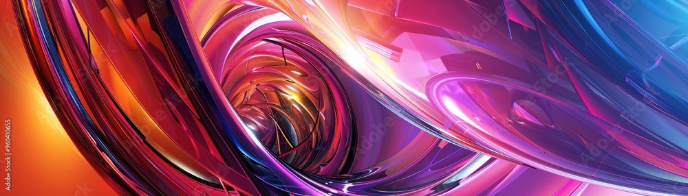 Poster A vibrant swirl of colorful light and abstract shapes, creating an energetic and dynamic visual experience.
