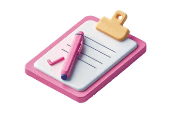 Colorful notepad with a pink pen on a clipboard, perfect for notes, lists, and office organization.