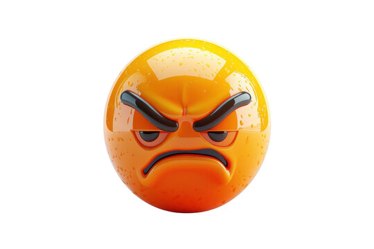 A vibrant orange emoji expressing anger with a frown and furrowed brows, perfect for conveying strong emotions in digital art.
