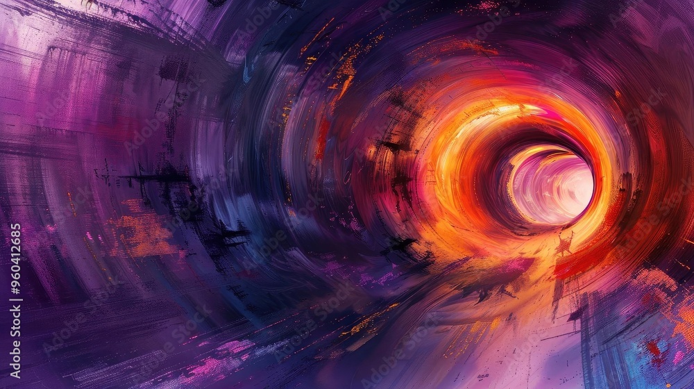 Aufkleber vibrant abstract artwork depicting a swirling tunnel of colors, evoking a sense of depth and movemen