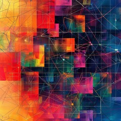 Obraz premium Abstract digital art with vibrant colors and geometric shapes.