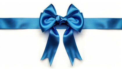 Stunning Blue Ribbon and Bow Stand Out Against White Background