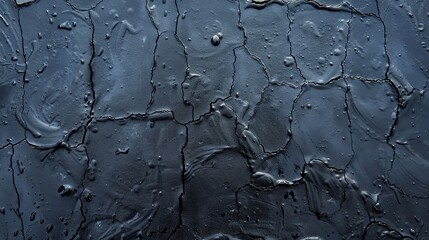 Obraz premium Close-up of a textured black surface with cracks and glossy finish, perfect for backgrounds and abstract themes.