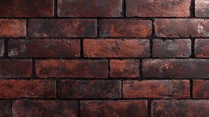 Obraz premium Close-up view of textured red brick wall showcasing rustic and worn appearance with subtle shadows