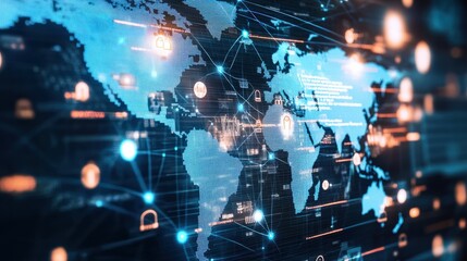 Global business structure of networking. Analysis and data exchange customer connection, HR recruitment and global outsourcing, Customer service