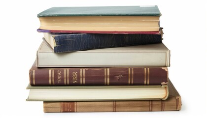 Serene Stack: A Collection of Books on a White Background