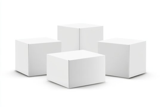 Minimalist white cubes on white background: clean geometric design
