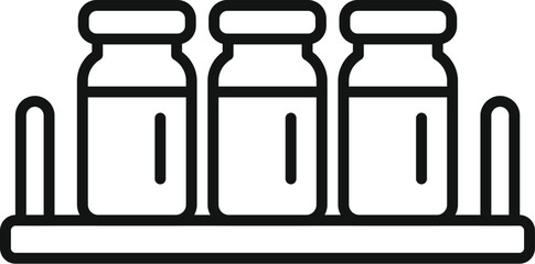 Kitchen shelf holding three spice jars icon, outline style