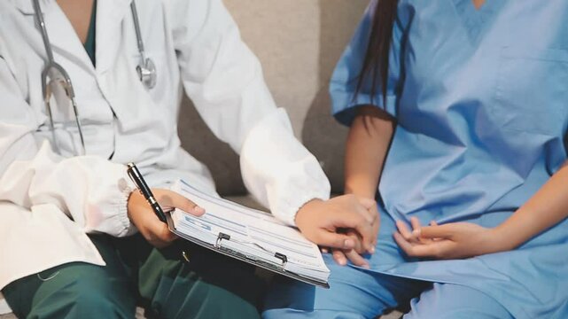 doctor inject vaccine to asian woman, Deltoid muscle injection technique, immunization and health care promotion