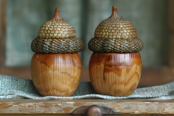 Wooden Acorn Decor for Rustic Home Interiors and Autumn Holiday Themes, Perfect for Seasonal Decorations and Unique Gifts