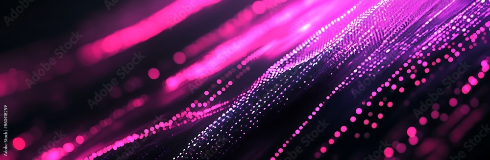 Poster glitchy neon pink and dark grey background with pulsating lights - abstract digital interference mot