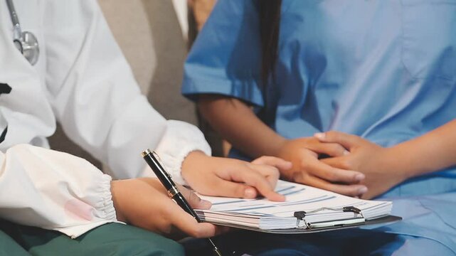 doctor inject vaccine to asian woman, Deltoid muscle injection technique, immunization and health care promotion
