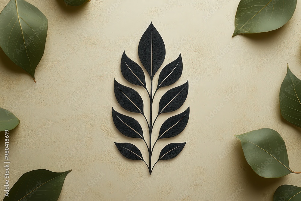 Aufkleber a captivating display showcases intricately cut paper leaves arranged symmetrically against a soft b