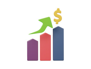 Business growth icon 3d render illustration 