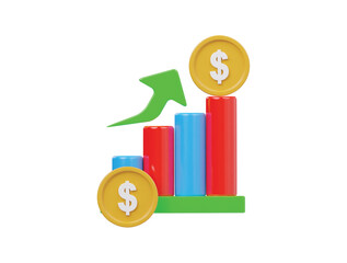 Business growth icon 3d render illustration 