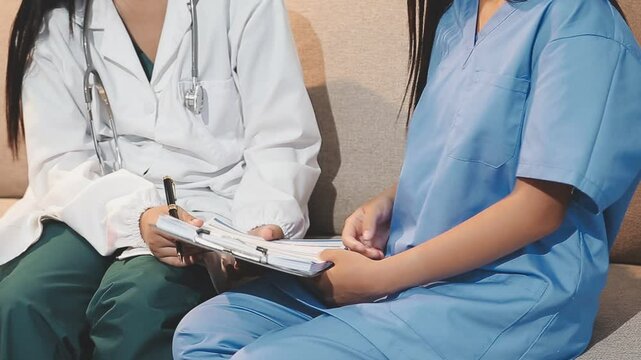 doctor inject vaccine to asian woman, Deltoid muscle injection technique, immunization and health care promotion