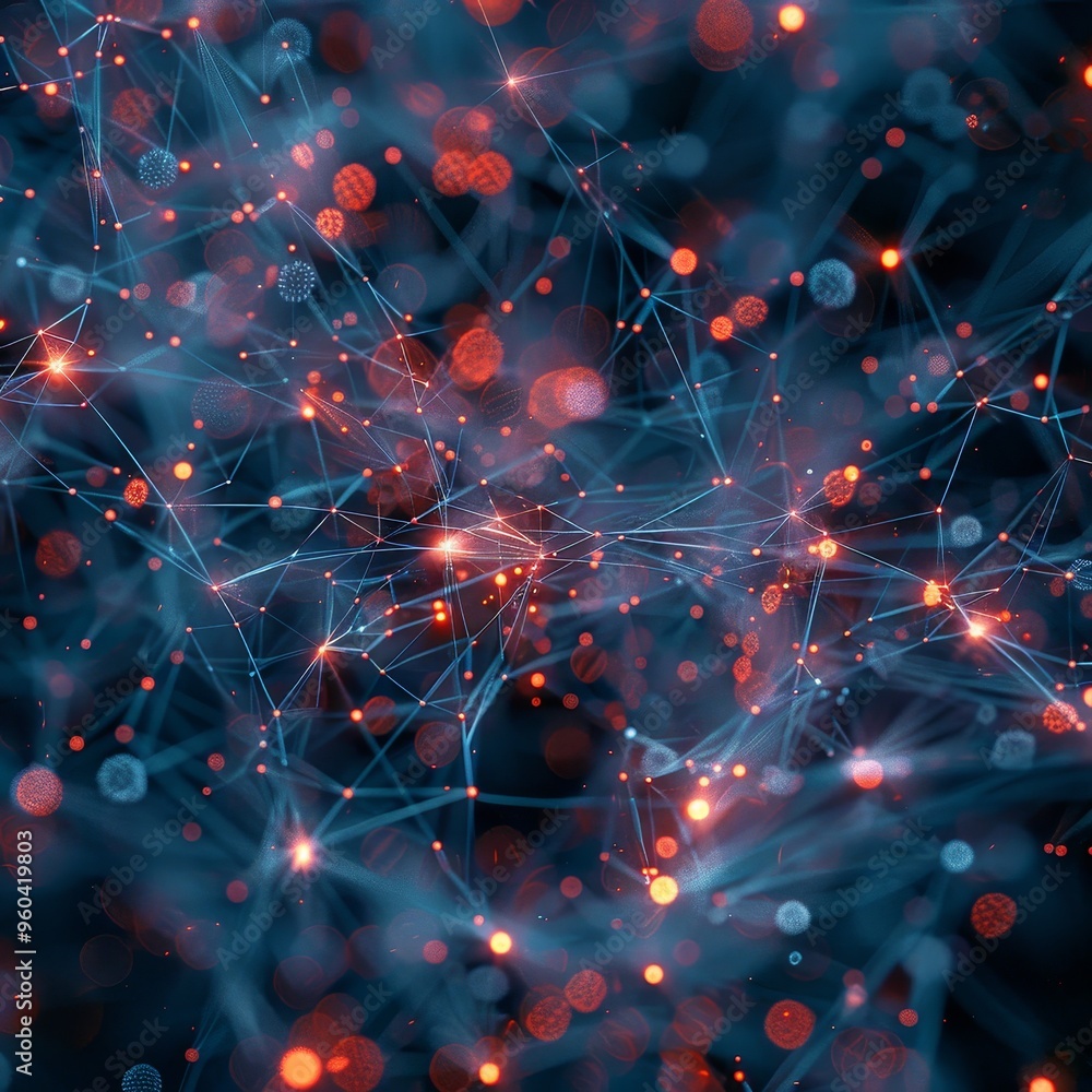 Poster abstract network of glowing lines and dots. a futuristic digital background. network connection.