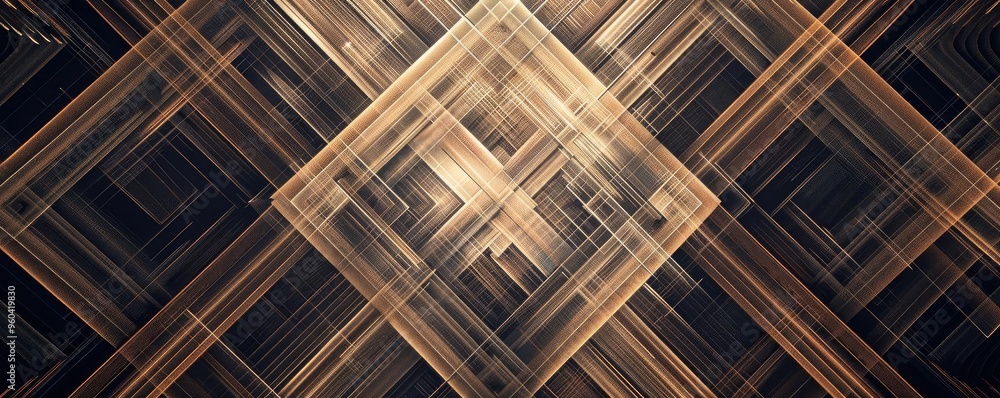 Poster A captivating abstract pattern featuring intersecting lines and geometric shapes, showcasing a blend of light and dark tones.