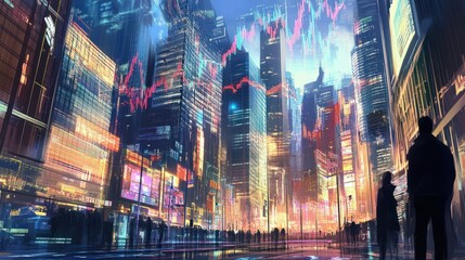 Obraz premium Illustrate the impact of global finance trends, where international markets and economies converge