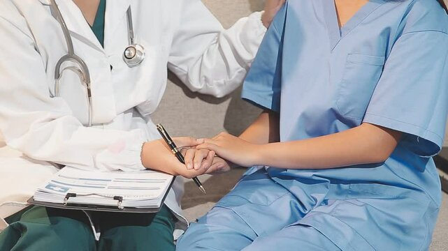doctor inject vaccine to asian woman, Deltoid muscle injection technique, immunization and health care promotion