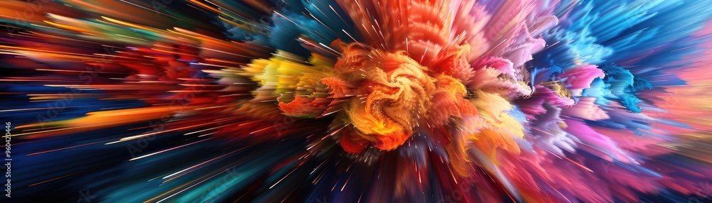 Poster A vibrant explosion of colors in motion, creating a dynamic and artistic visual effect, perfect for backgrounds and designs.