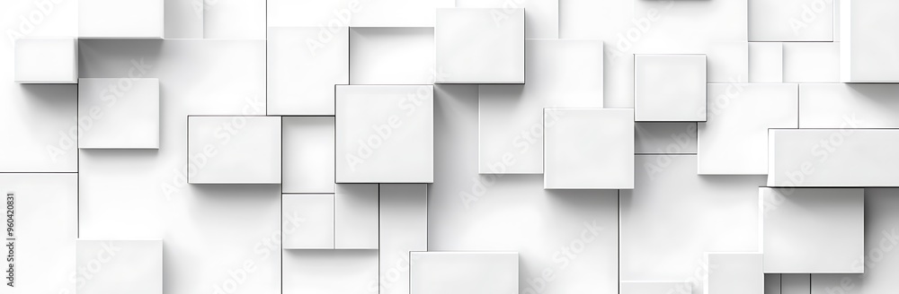 Poster elegant minimalist geometric squares pattern on white background - 3d render illustration for design