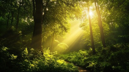 Obraz premium Sunbeams Through the Trees