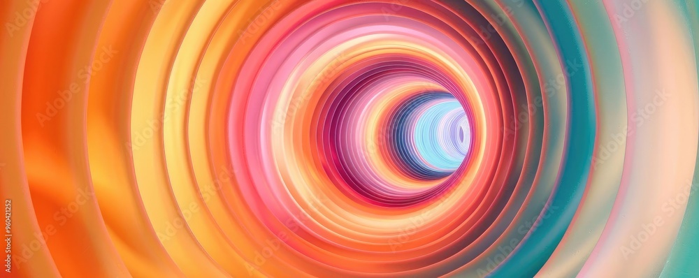 Poster A vibrant abstract image featuring concentric circles in warm colors, creating a mesmerizing effect that draws the viewer in.