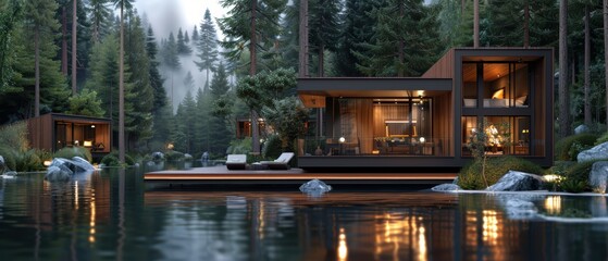 Tranquil Lakeside Retreat: A Detailed ing of Serene Cabins by a Peaceful Lake